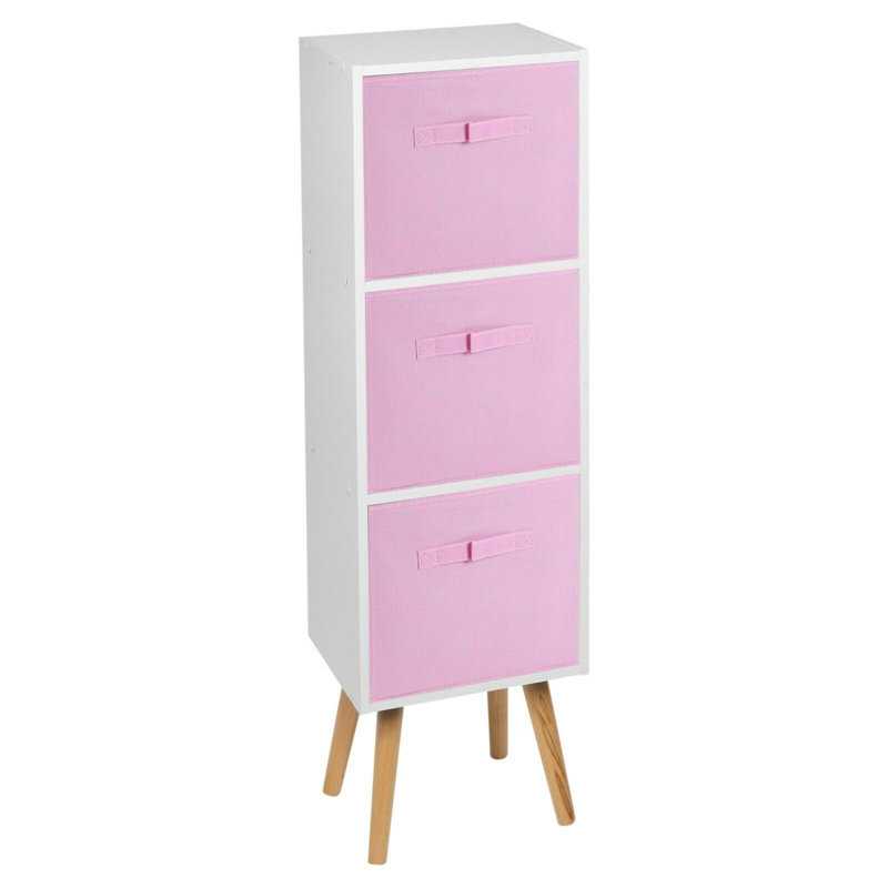 Corto 100cm H x 30cm W Wood Standard Bookcase, White/Light Pink/Pine