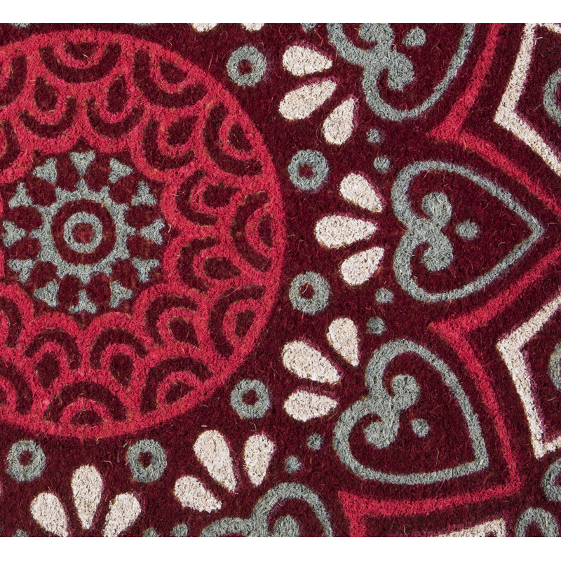 Mandala Red Non-Slip Outdoor Doormat