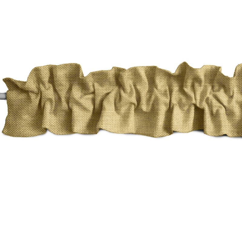 Ruffled Window Valance, 120" W x 9" L, Light Gold