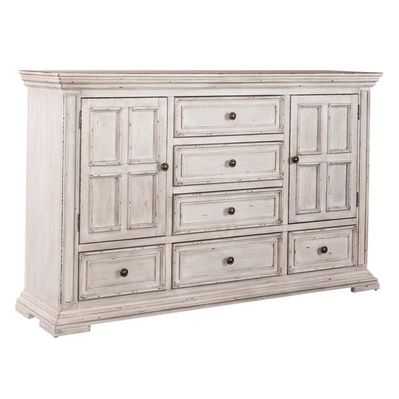 Commode combinée 6 tiroirs Temple Cloud, Blanc