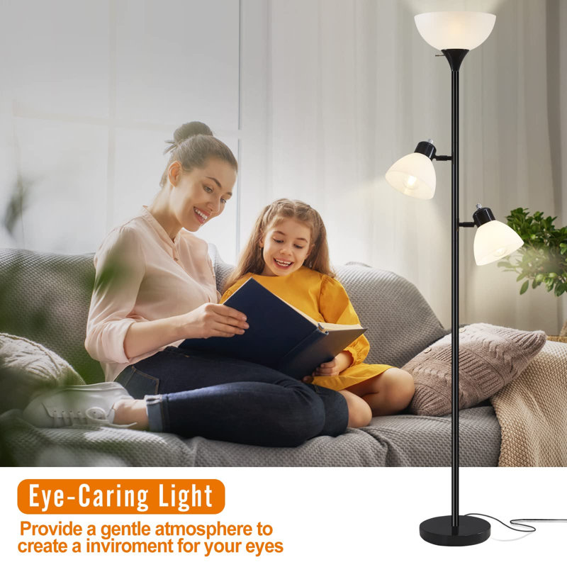 Mapleview 72'' Black Tree Floor Lamp, White, Black