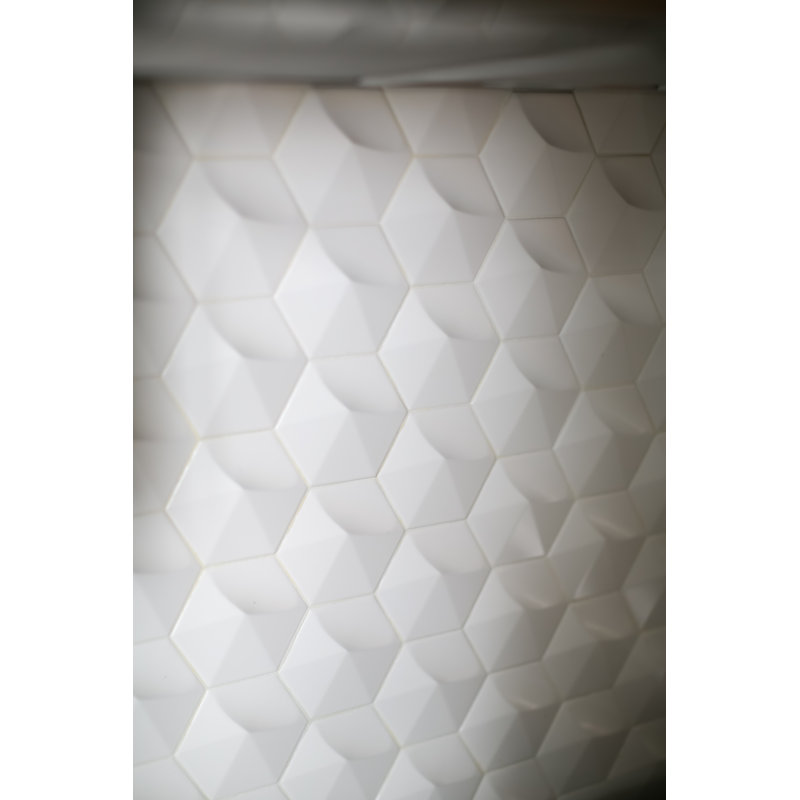 Hedron 4" x 5" Straight Edge Ceramic Singular Wall Tile, White