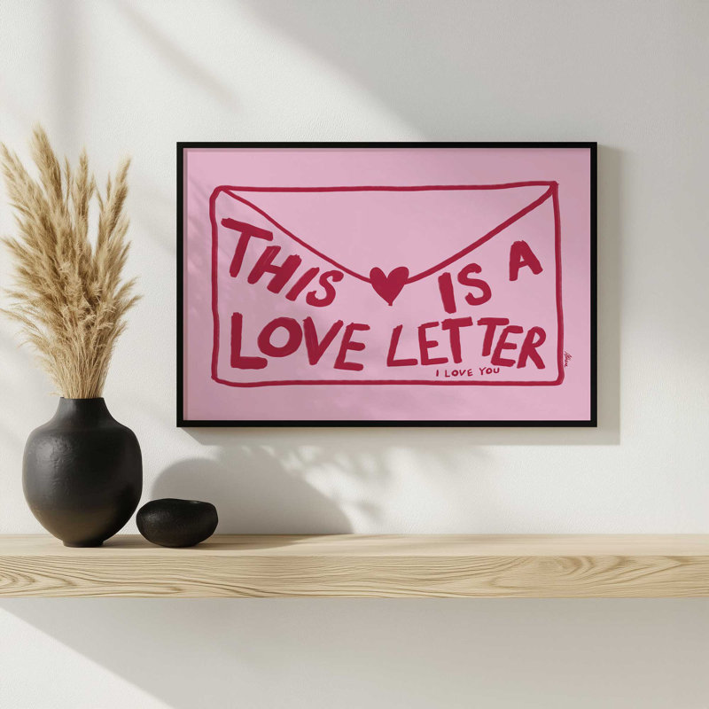 «Love lettre horizontal» par Athenesatelier, reproduction d'art, H 18 po x l 24 po, Brun