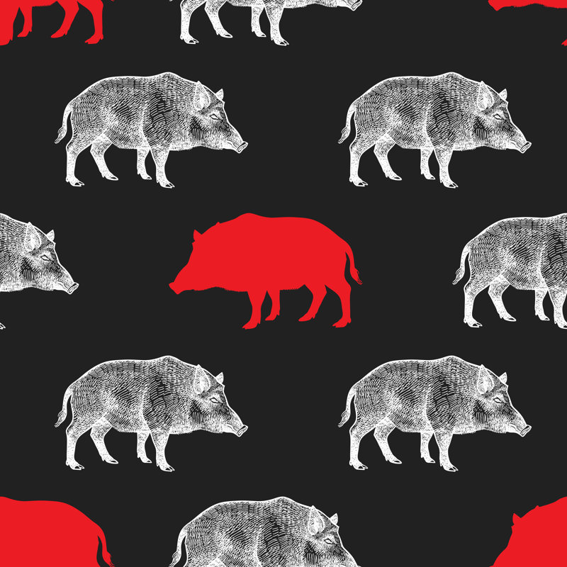 Selleck Seamless Pattern With Boar - Wrapped Canvas Print, 76cm H x 76cm W x 3.8cm D