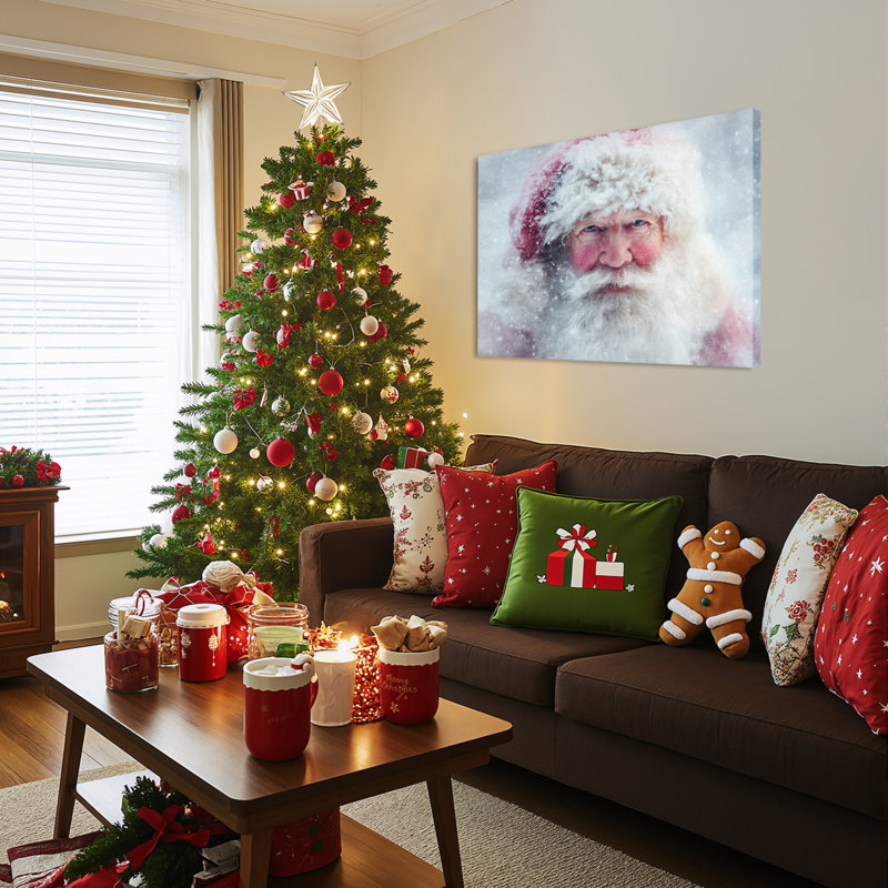 Père Noël neige, art mural sur toile, H 20 po x l 30 po