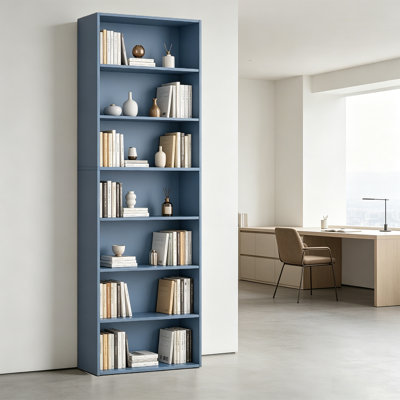 Bibliothèque à 7 niveaux à tablettes ouvertes, 82 po de hauteur, bibliothèque autoportante pour bureau à domicile, salon, chambre à coucher