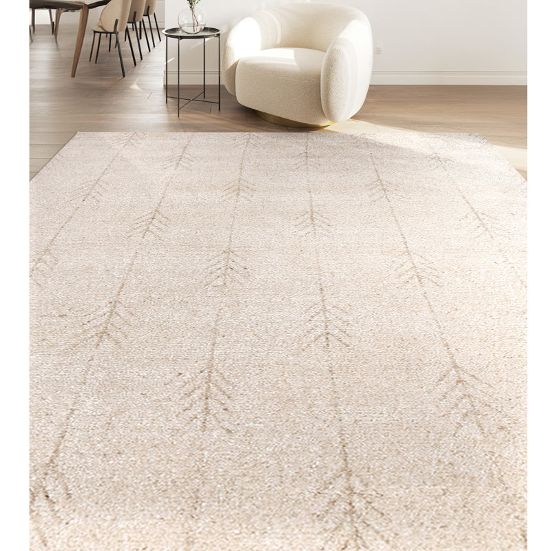 Wool Oriental Area Rug in Ivory, Rectangle 8' x 10'