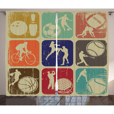 Sports Semi-Sheer Rod Pocket Curtain Panels