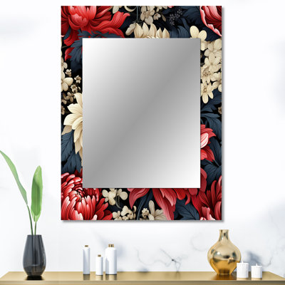 Hutson Mystic Red Damask Whispers - miroir décoratif damassé, miroir mural Boho, reproduction d'art en métal
