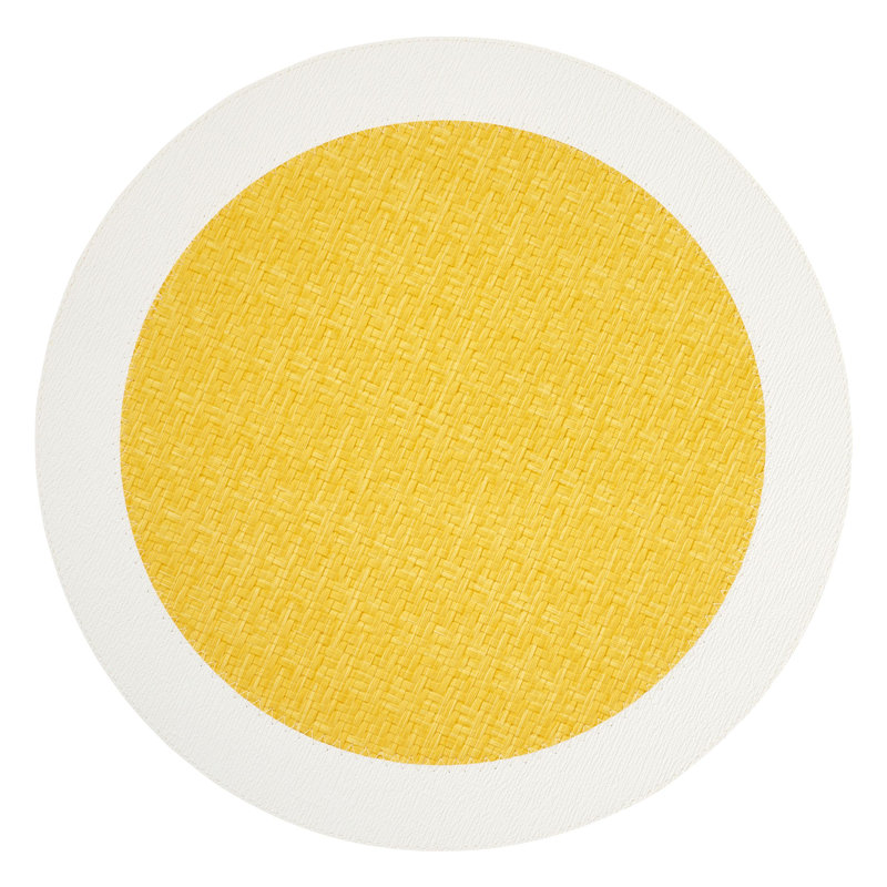 Halo 100% Pthalate-free Vinyl Round Placemats, White;Sunshine