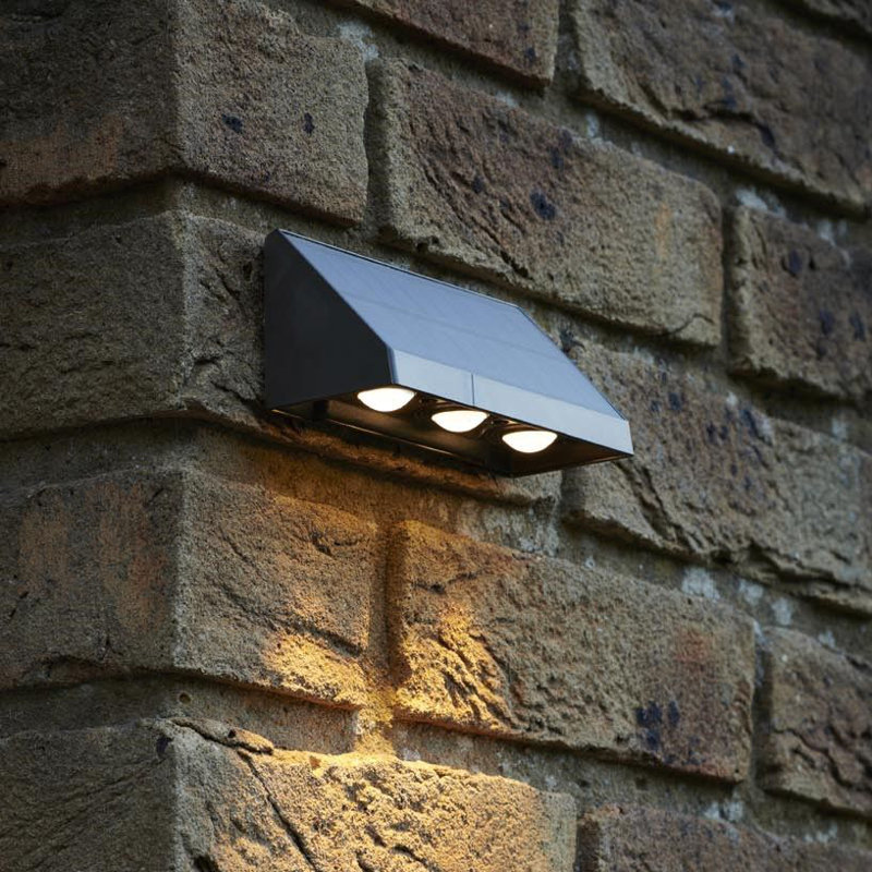 Black 5.1cm H Solar Powered Integrated LED Outdoor Sconce