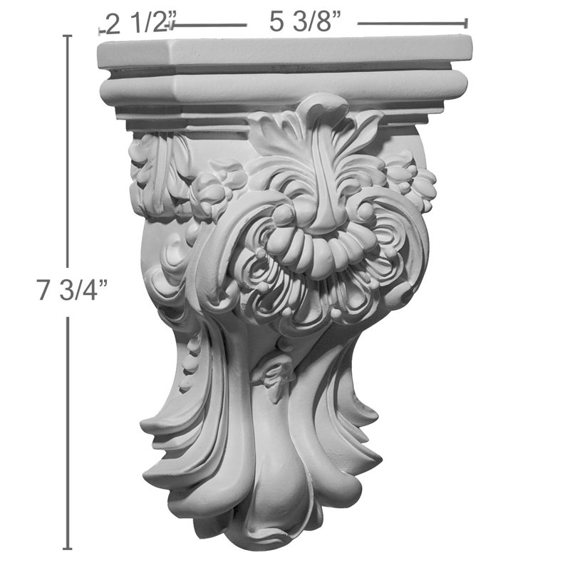 Endurathane Hillsborough Corbel, 5 3/8"W x 2 1/2"D x 7 3/4"H, Factory Primed