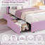 Structure de lit simple TG avec tête de lit et 2 tiroirs, lit plateforme tapissier Boucle, sans sommier tapissier, mauve
