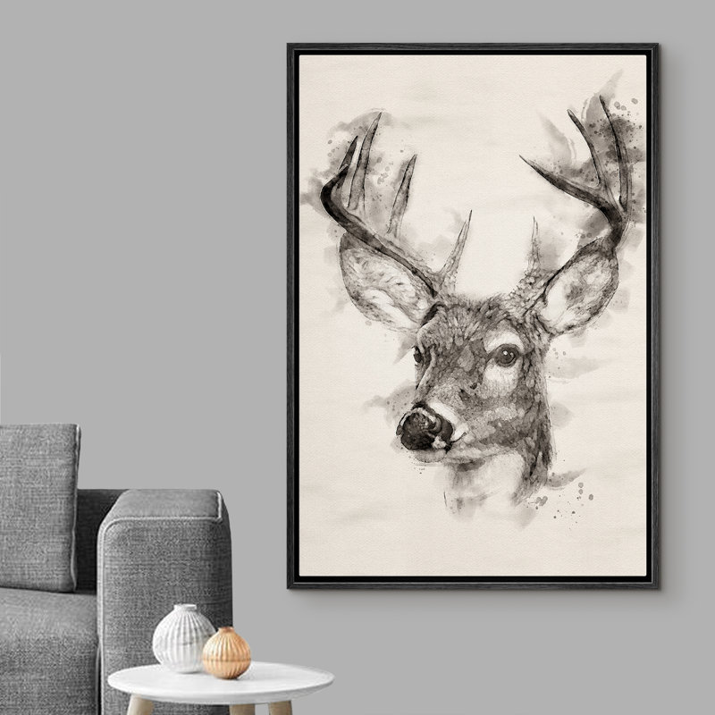IDEA4WALL - Portrait d'une tête d'aquarelle, H 36 po x l 24 po x P 1,5 po, Noir