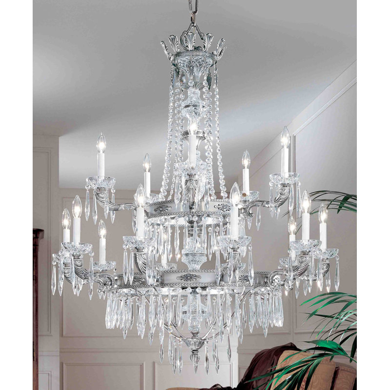 Duchess 15 - Light Dimmable Tiered Chandelier, Italian, Millenium Silver