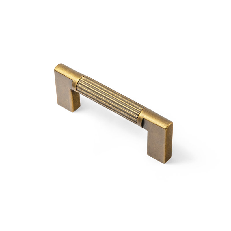 Poignées de meuble nervurées, poignées de tiroir cannelées en forme de L en laiton antique et bronze champagne, entraxe multiple pour placards et commodes de cuisine