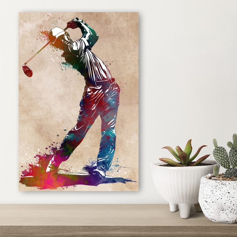 «Dynamic Golf Swing», art mural contemporain, 18" H x 12" W