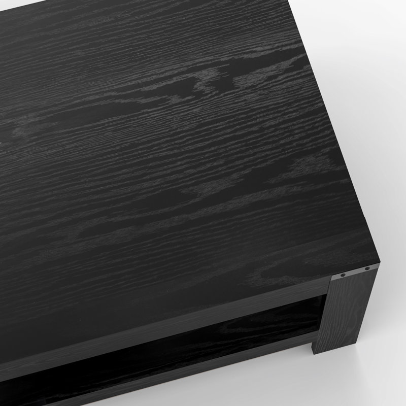 Table basse Damika avec rangement à 2 niveaux et chêne rustique, Noir, noir, noir, noir