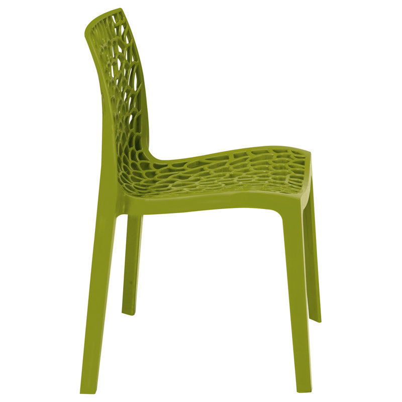 Rian Stacking Patio Dining Side Chair, Green