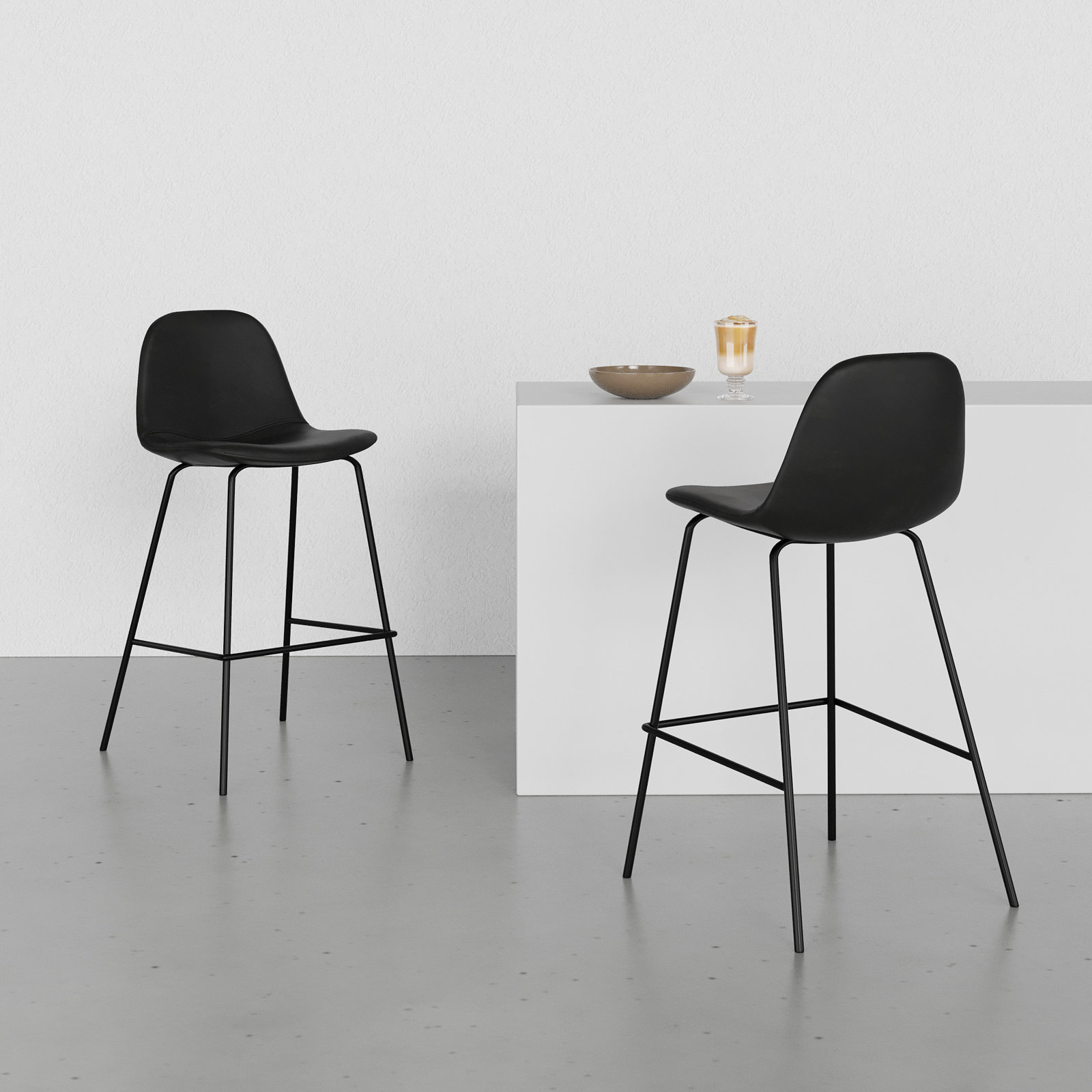 Kody Vegan Leather Bar & Counter Stool, Counter Stool (23.75" Seat Height), Midnight Black Vegan Leather