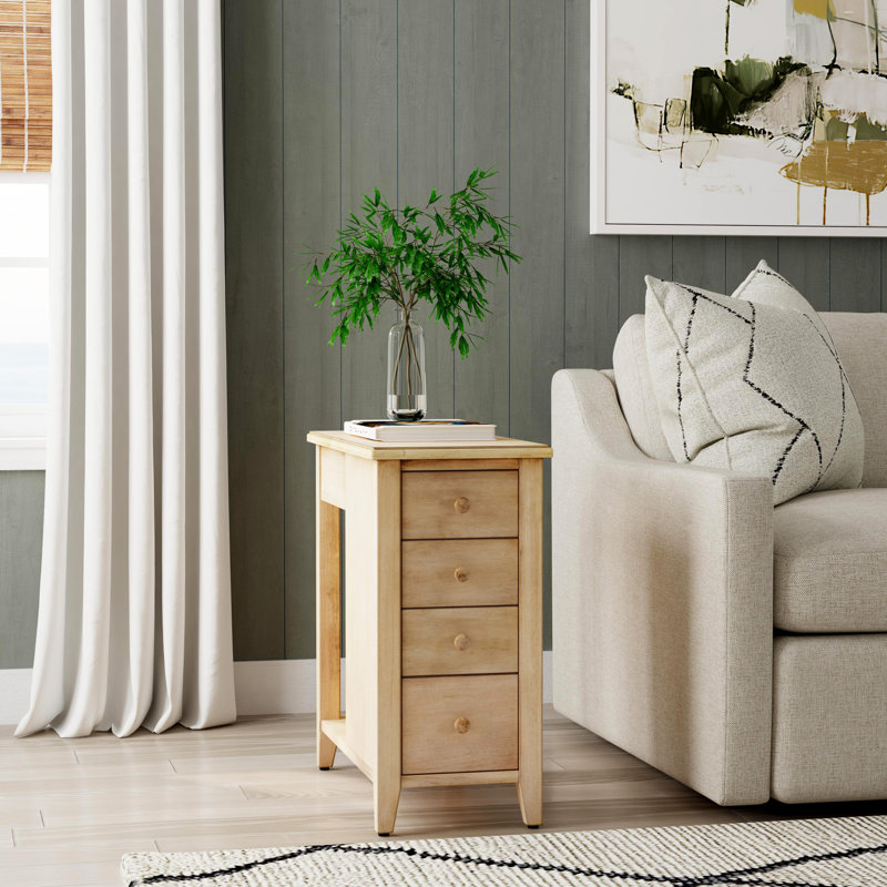 Kelton 4 Drawer Side Table, Antique Beige