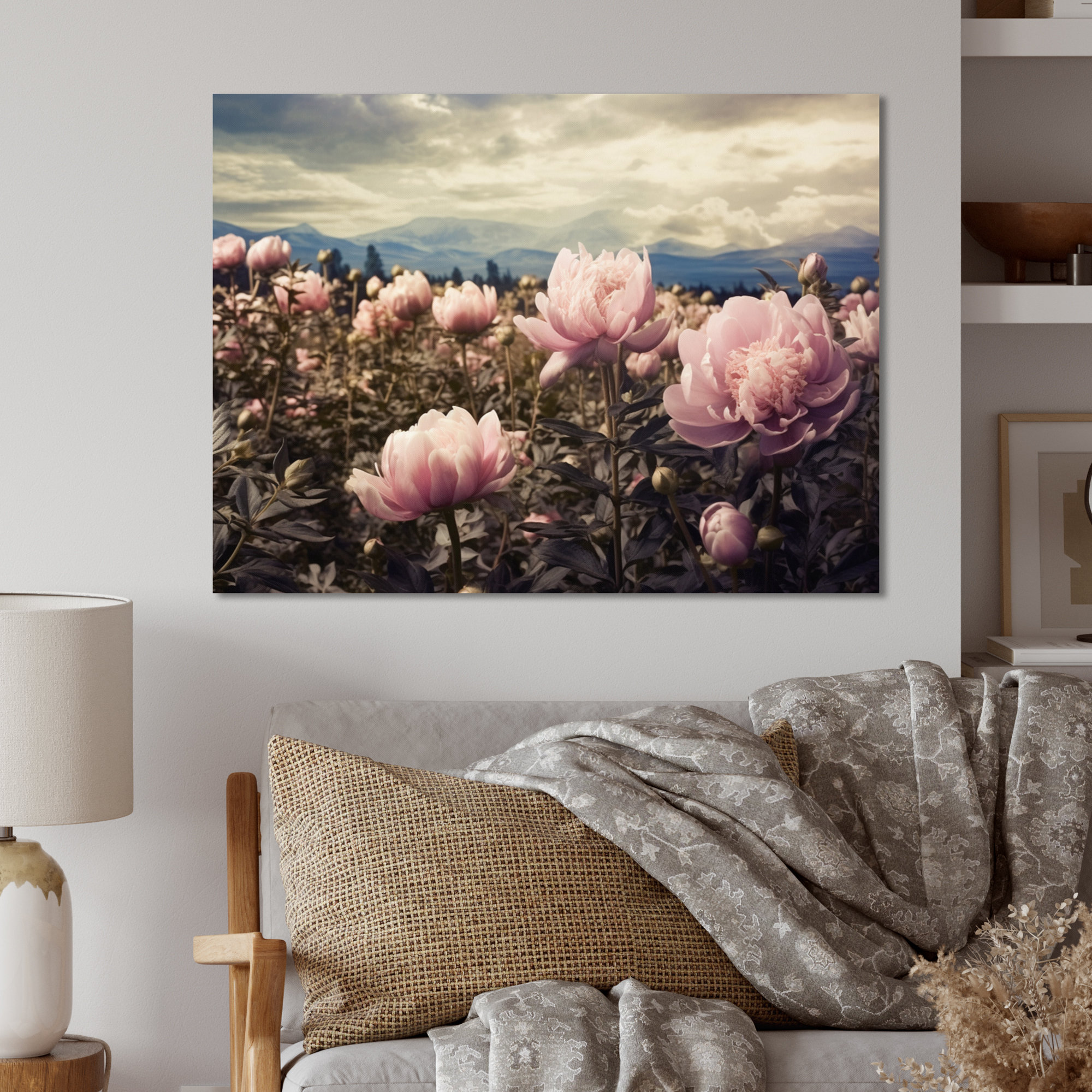 Winston Porter Pink Peony Field - Floral Metal Wall Art Prints ...