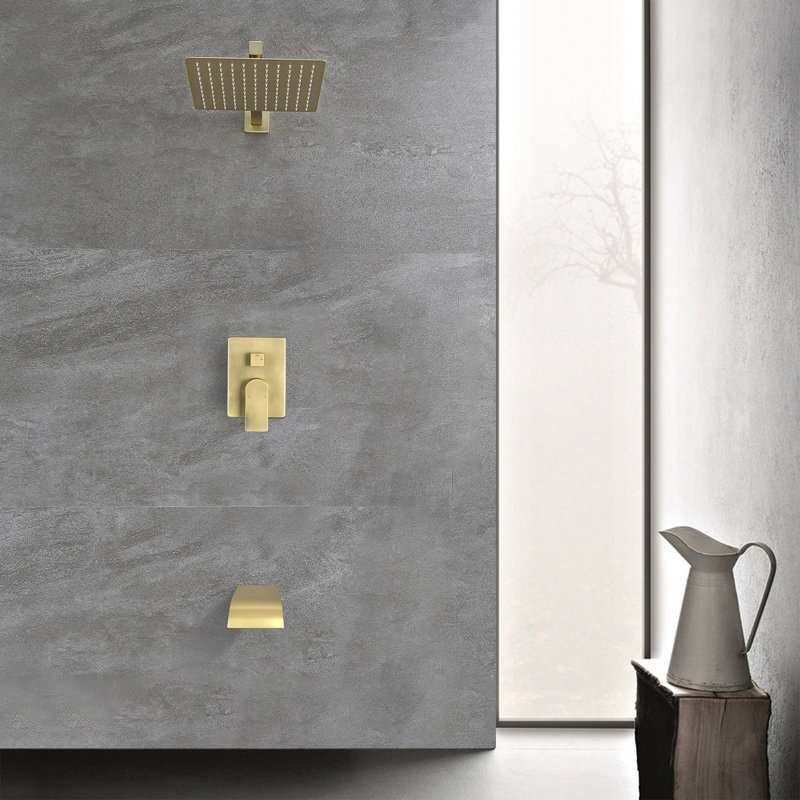 Pressure-Balanced (Temperature Control Only) Complete Shower System, Brushed Gold