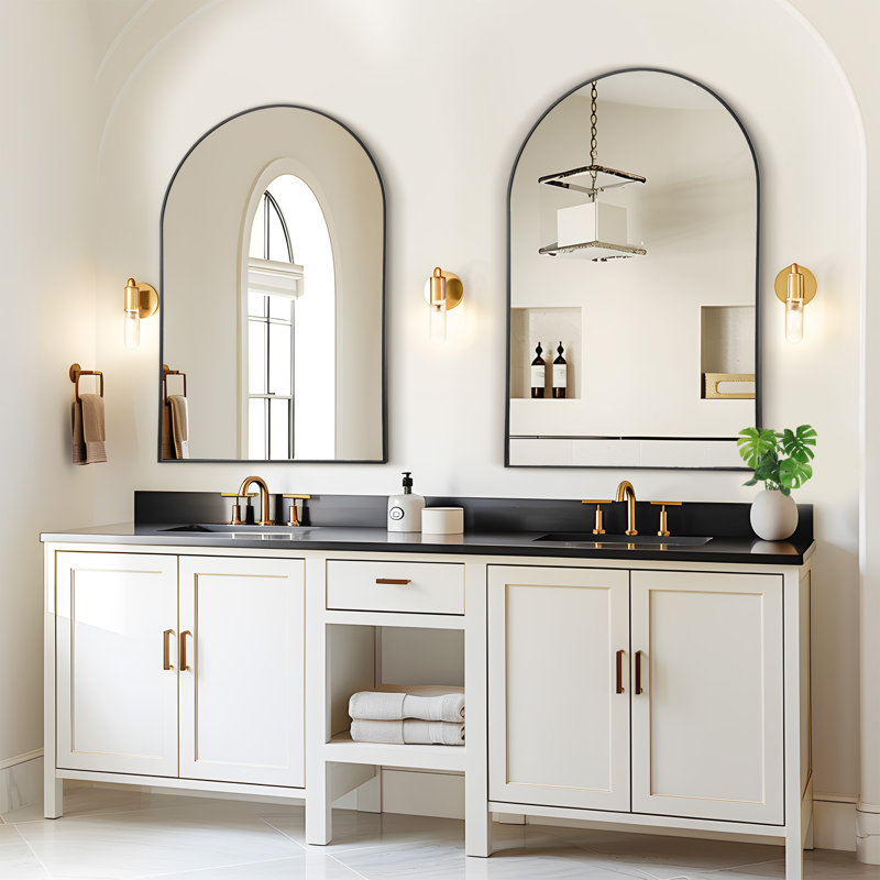 Arch Metal Accent Mirrors Modern Bathroom/Vanity Mirrors Decorative Leaning Mirrors, Black