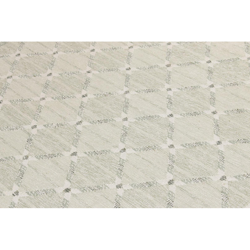 Scandinavian Hand Knotted Silk Trellis Area Rug, Rectangle 10' x 14'