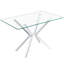 Table de salle à manger rectangulaire en verre trempé transparent, conception élégante avec pieds en métal, table de cuisine pour la salle à manger-239399491-239399488