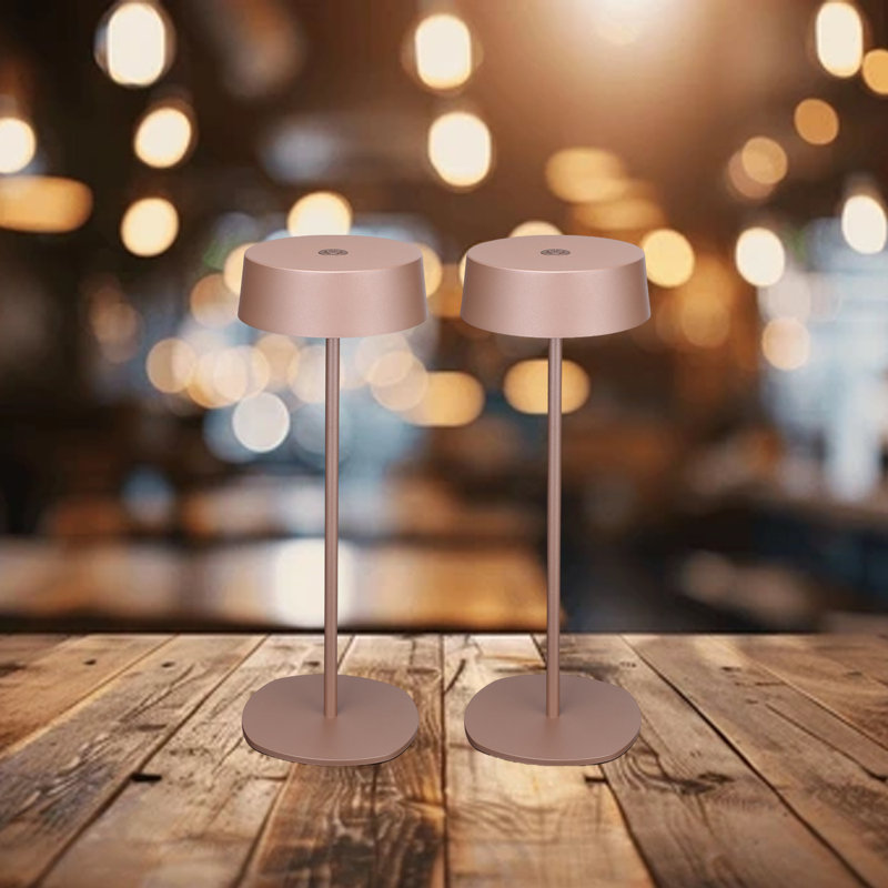 Commercial Grade Rechargeable Table Lamps, LED Cordless Table Lamp for Restaurant, Hotel, Bar Dimmable, Brown