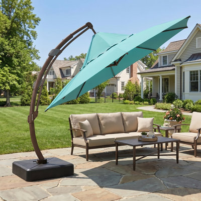 Parasol de patio en porte-à-faux 11 pi avec base 11 pi