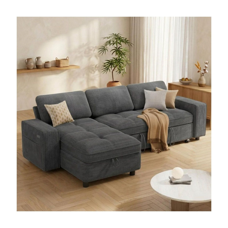 Canapé-lit futon convertible de 71 pouces, canapé moderne avec dossier et accoudoirs réglables, Gris chenille