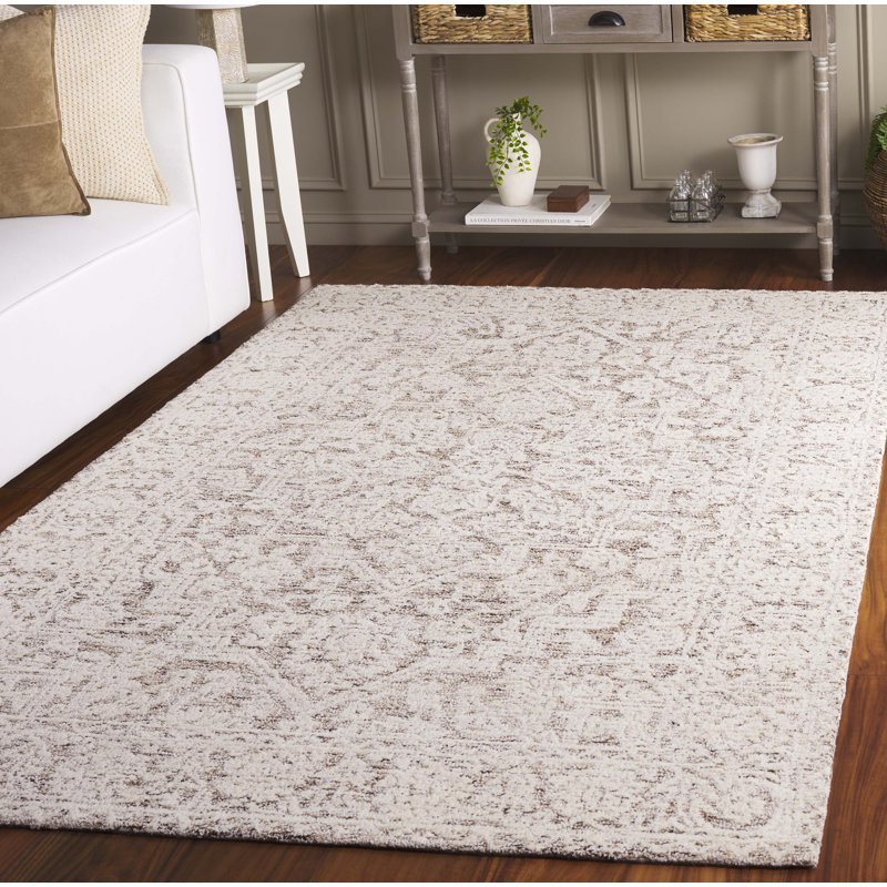 Ebony 234 Hand Tufted Wool/Cotton Oriental Rug in Ivory/Brown, Rectangle 5' x 8'