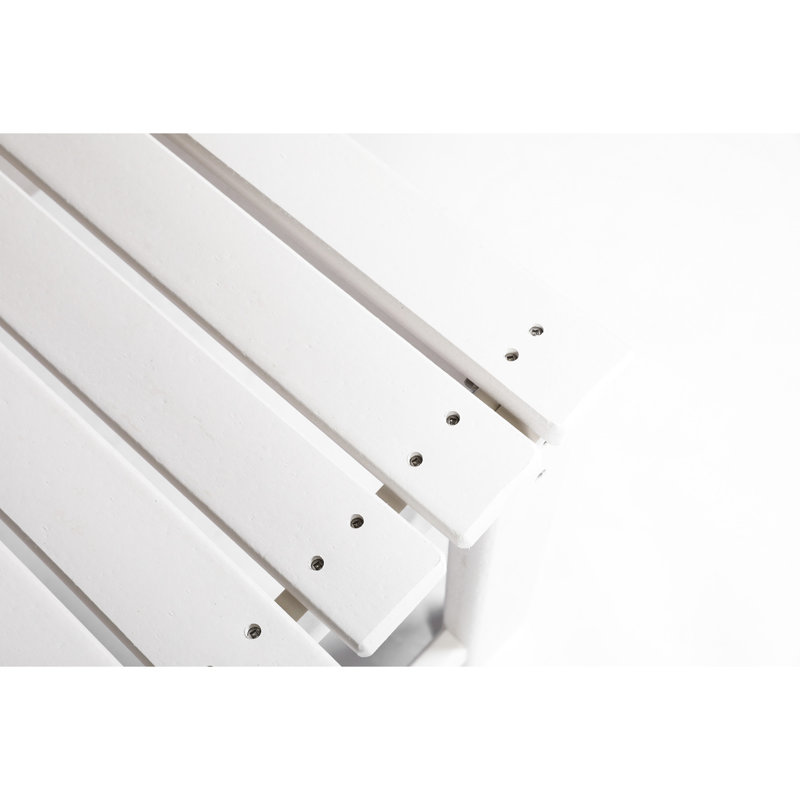 Banc de patio blanc avec texture semblable au bois - Protection contre les intempéries, protégé, capacité de 500 lb, facile à assembler pour et balcon de jardin en bois sans dossier, blanc, assemblage, utilisation