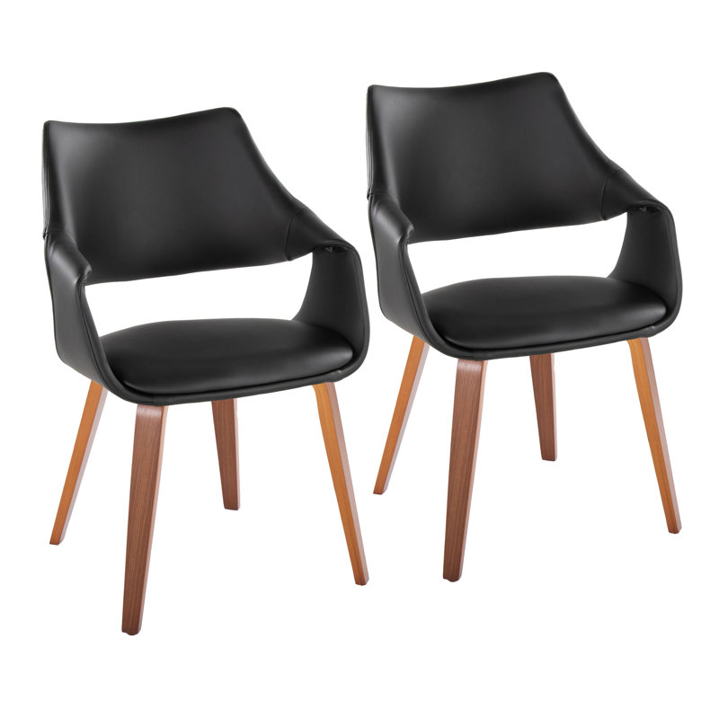 Chaise rembourrée Arshad, Noir, noir, noir, noir, Noyer