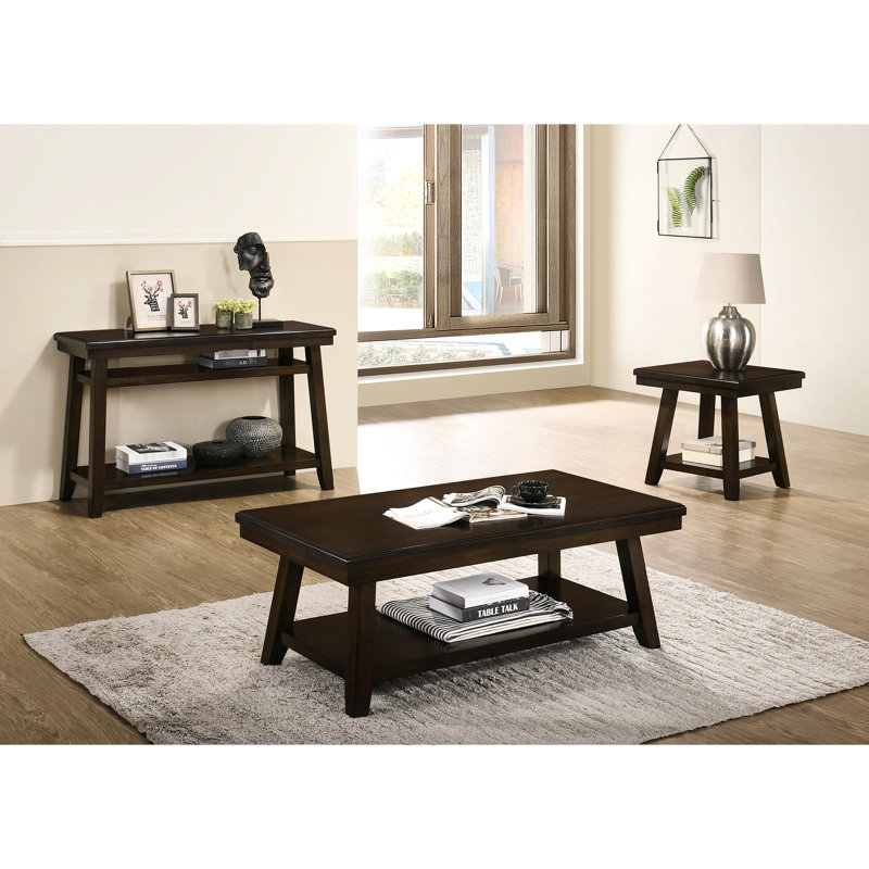 Table de bout rectangulaire de couleur foncée, une tablette pour le rangement, pieds en bois de pin, 50 lb de poids et une tablette, bois naturel, capacité de poids, 22 pouces de hauteur, assemblage requis