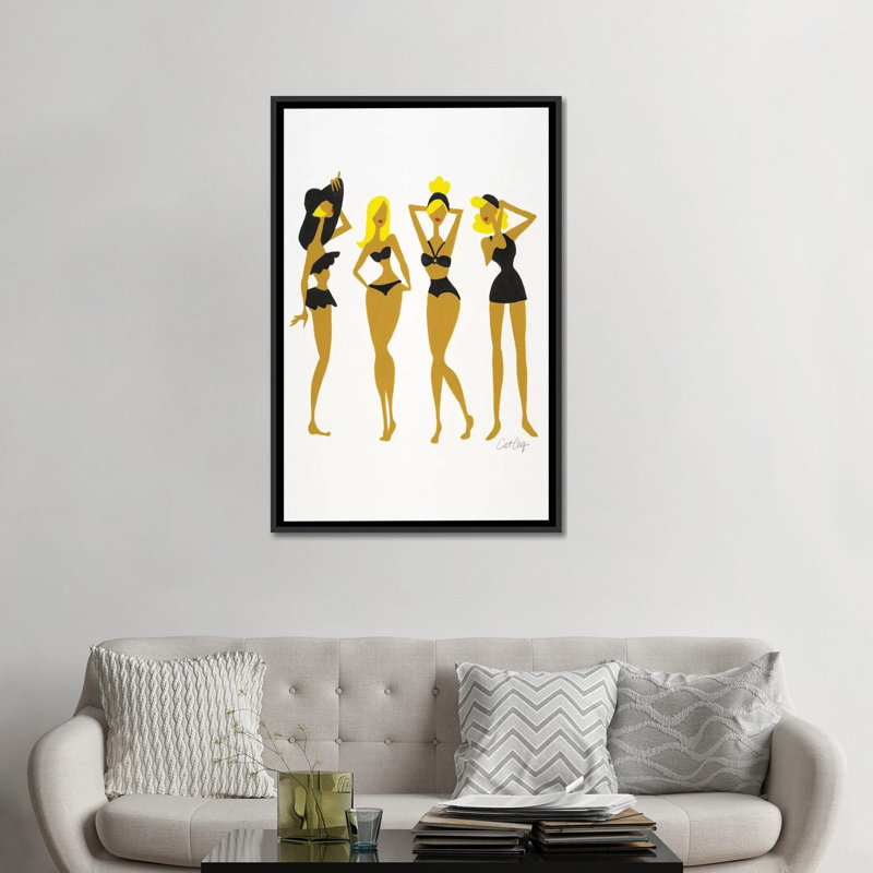 Strickler Cat Coquillette «Blondes In Black Beach Bombshells» - reproduction, H 48 po x l 32 po x P 1,5 po, Pas de tapis