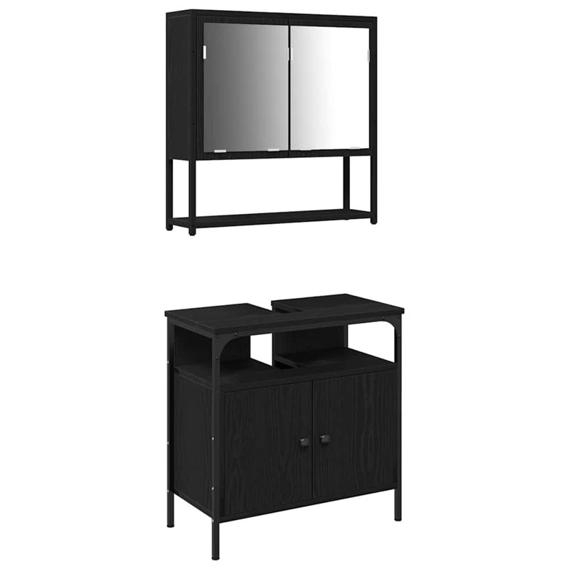 Bathroom Furniture Set With Storage 2 Pcs 60 X 30 X 60 Cm, Black