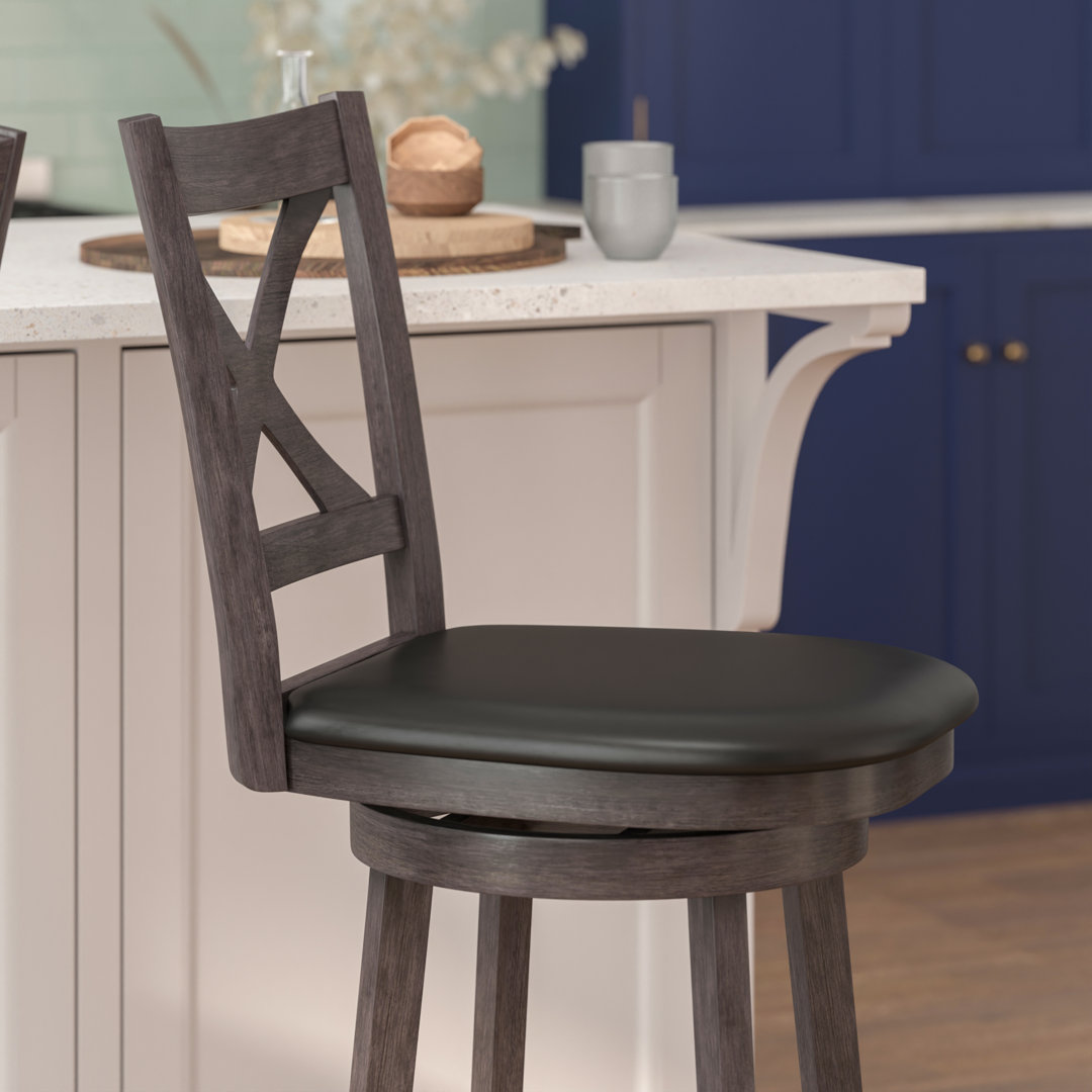 Breonda Swivel Upholstered Counter Stool with Solid Wood Frame Rosalind Wheeler