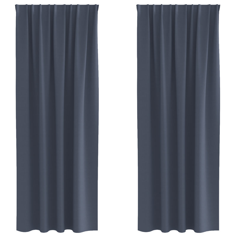 Curtains With Curtains 2 Pcs Polyester, 140cm Width x 245cm Drop, Anthracite