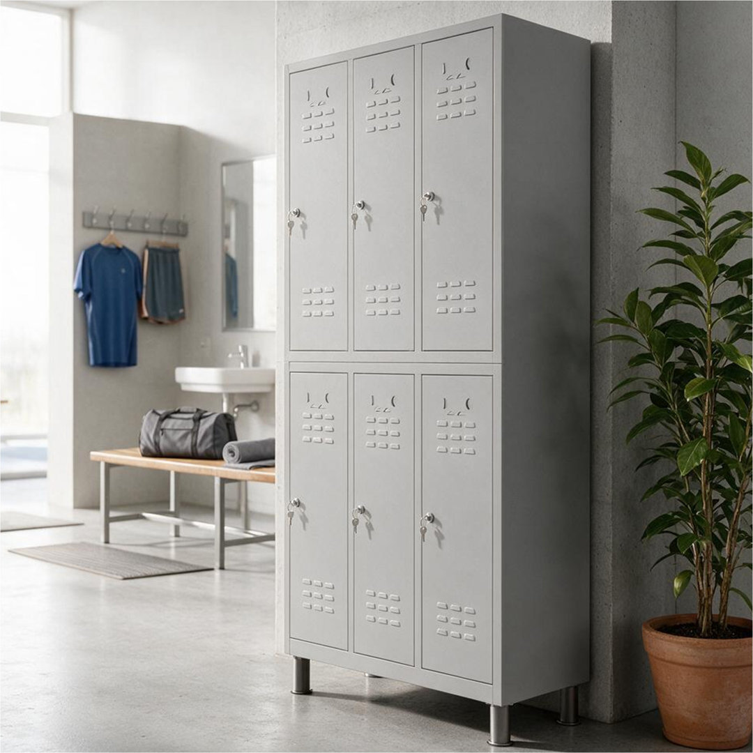 6-Door 180 cm Metal Locker Cabinet, Lockable Storage Locker Metal Cabinet for Office, Gym, Garage & School, Black