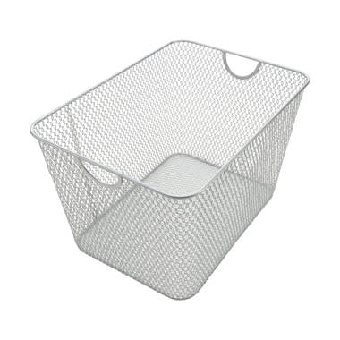 YBM Home Plastic Rattan Storage Box Basket Organizer for Bathroom, Large,  Gray 