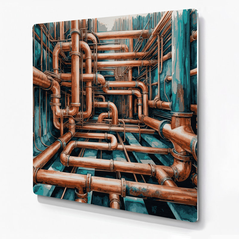 Art mural en métal Sci Fi Copper, H 32 po x l 32 po