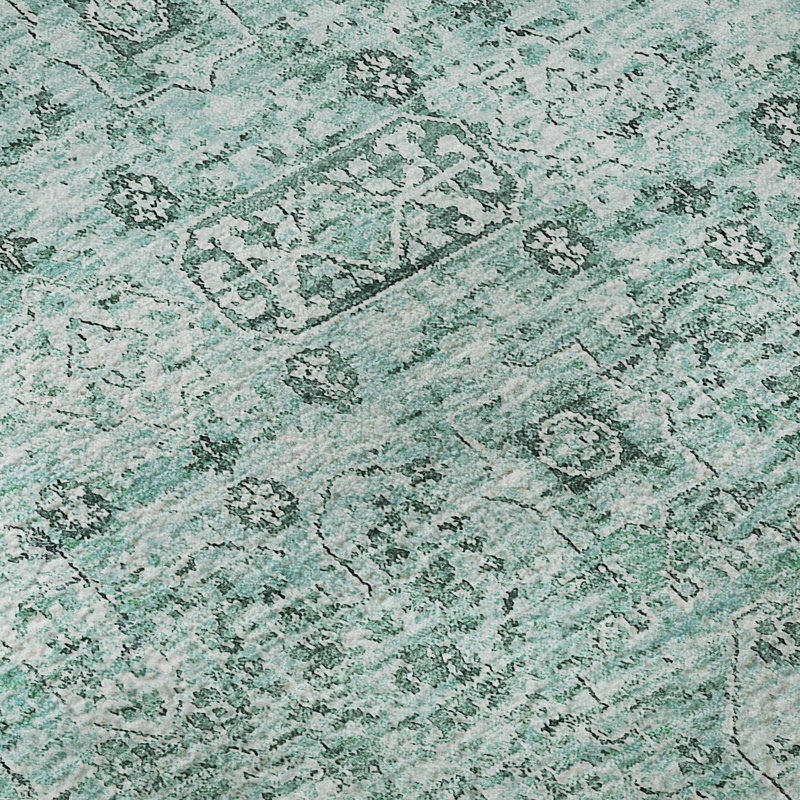 Tapis bleu sarcelle de qualité supérieure lavable à la machine Cerrito AMF611, Rectangle 2 pi 6 po x 3 pi 10 po