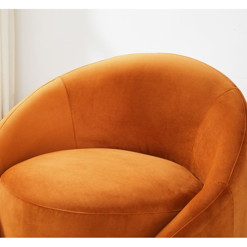 Gabbanelli Upholstered Swivel Barrel Chair, Curry Velvet
