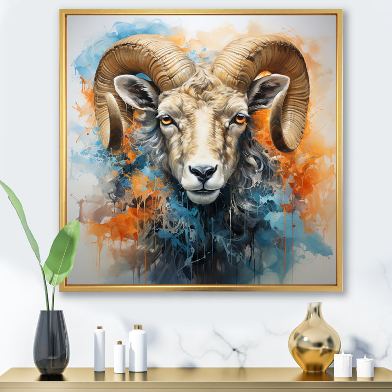 Teal Teal Sheep Transcendent Wool - Animals Wall Decor, H 36 po x l 36 po x P 1,5 po, Cadre flottant doré