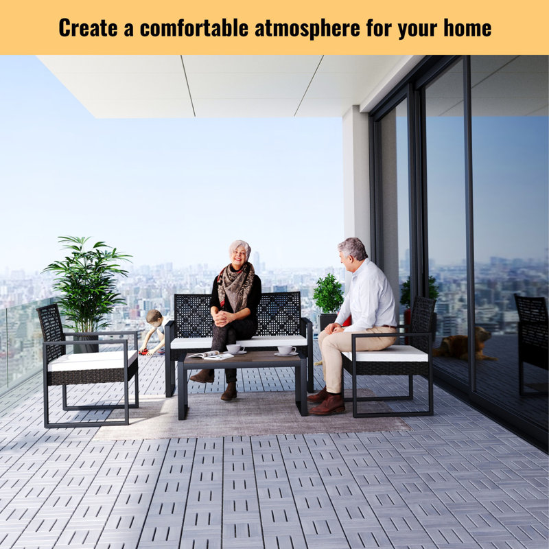 Interlocking Deck Tiles Striped Pattern, Gray