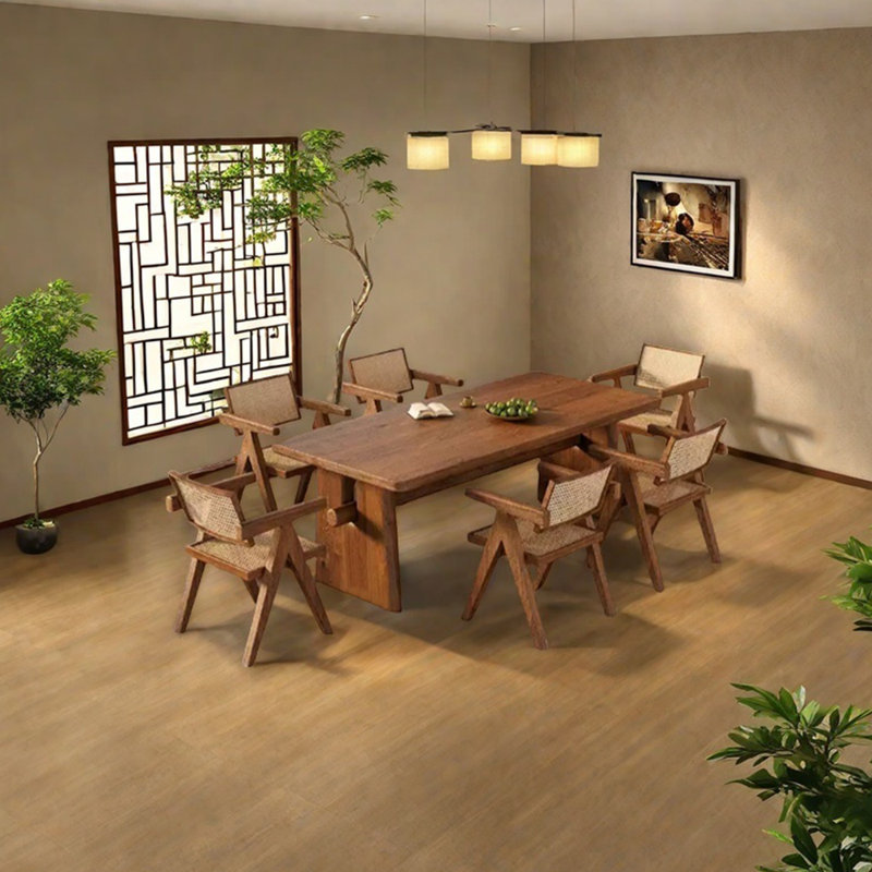 Ensemble de table de salle à manger en bois massif en orme, 29.53" H x 62.99" L x 31.5" W