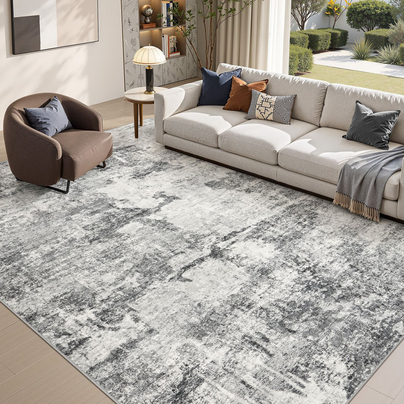 Dagmar Washable Stain-Resistant Vintage Area Rug, Rectangle 8' x 10', Gray